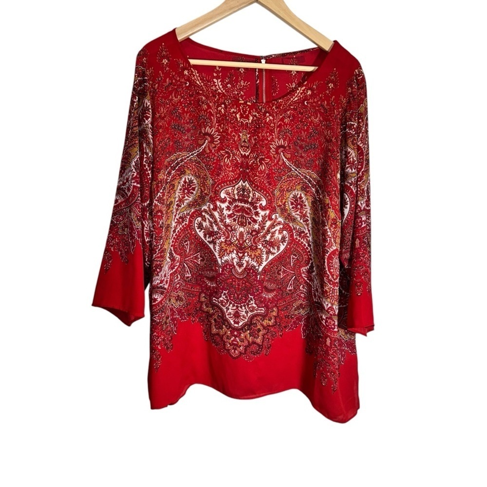 Rose & Olive Lightweight Scoop Neck Red Blouse Size 3x